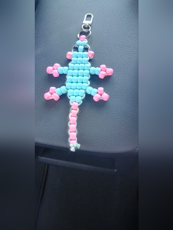 Handmade designs by Irie Other - Handmade Beaded Mouse Purse Charm - Blue & Pink